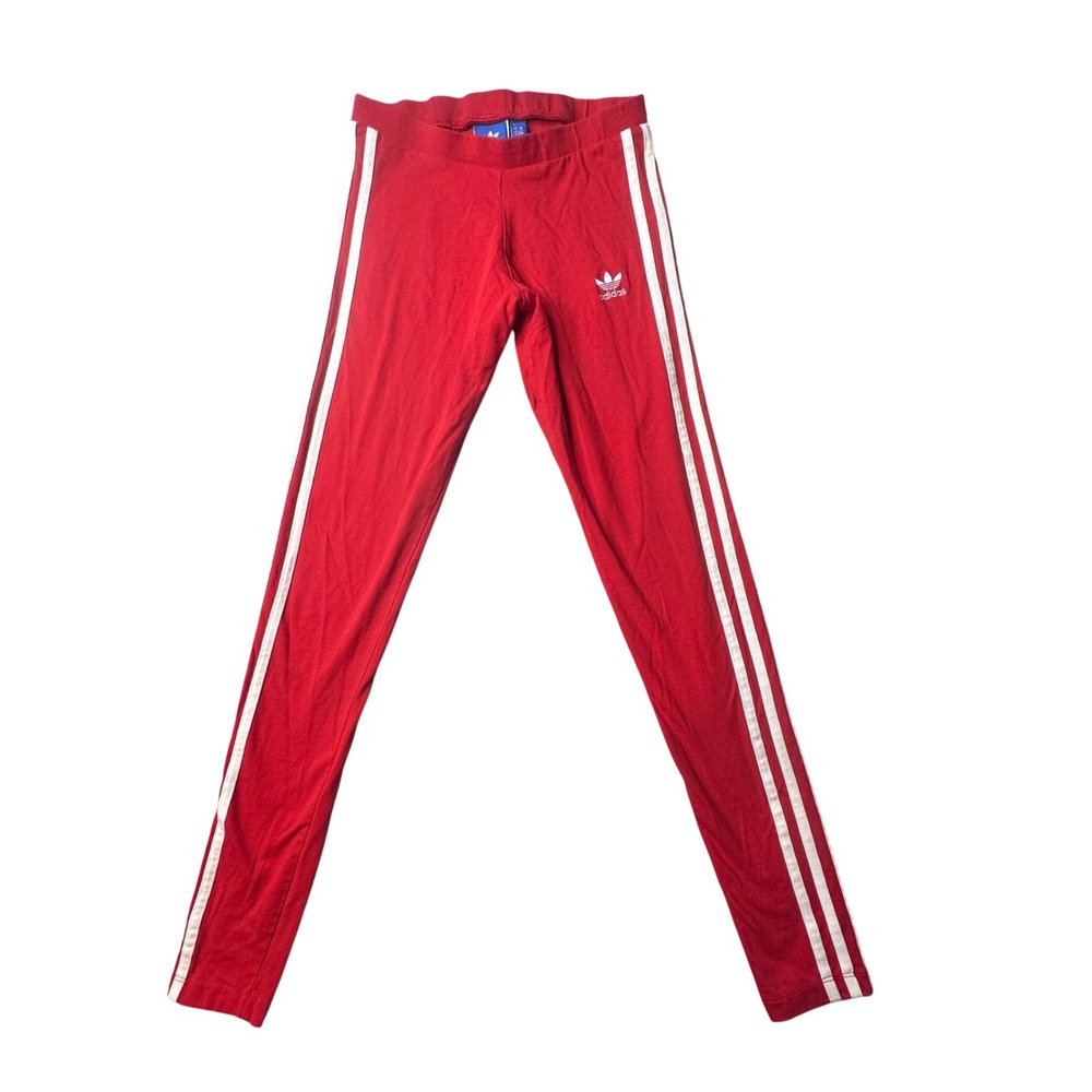 Adidas Leggings Womens XS Red CE5438 3-Stripes Trefoil Cotton‎ Blend Athletic